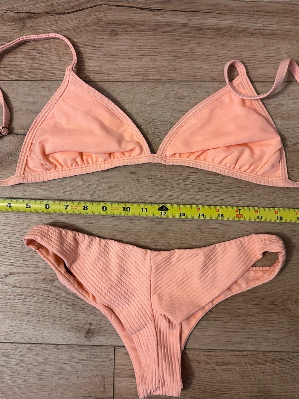 Billabong Peach Ribbed Tri Bikini Set - Picture 3 of 6